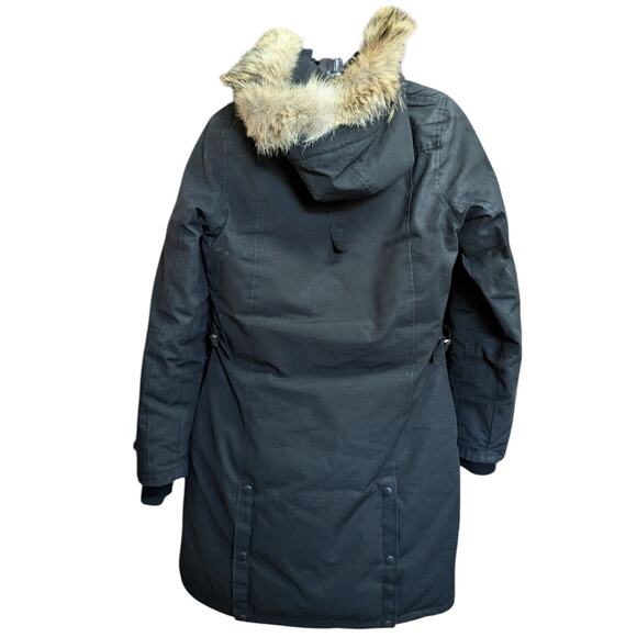 Canada Goose Kensington Parka Jacket Black Small Fur Hood Down Insulated Coat - Picture 4 of 7
